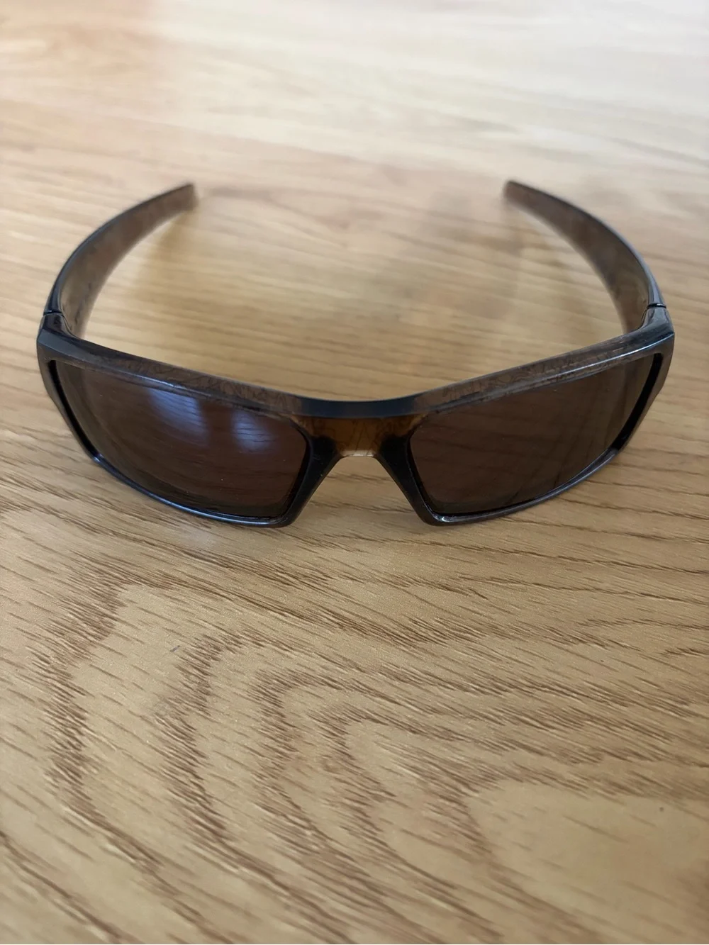 Oakley Gascan S Patterned Vintage Brown Sport Wrap Sunglasses Made in USA